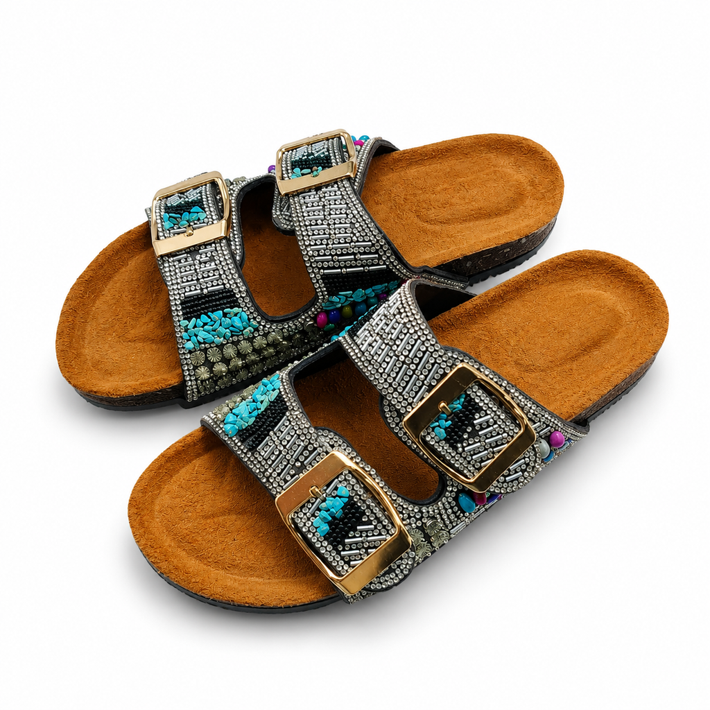 Turquoise slides-Black