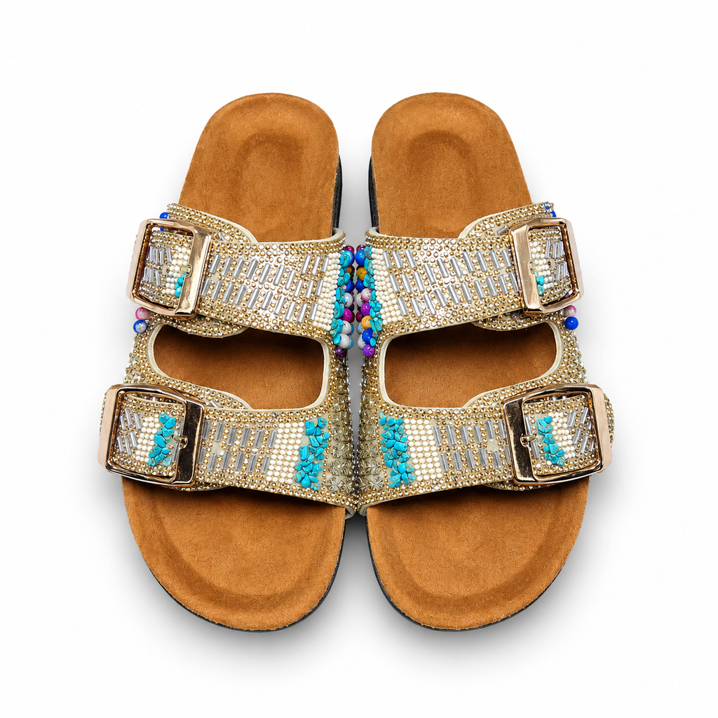 Turquoise slides-Gold