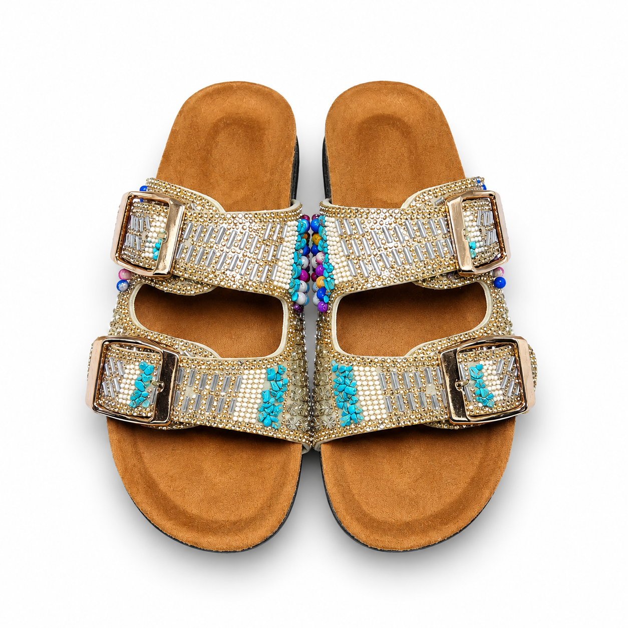 Turquoise slides-Gold