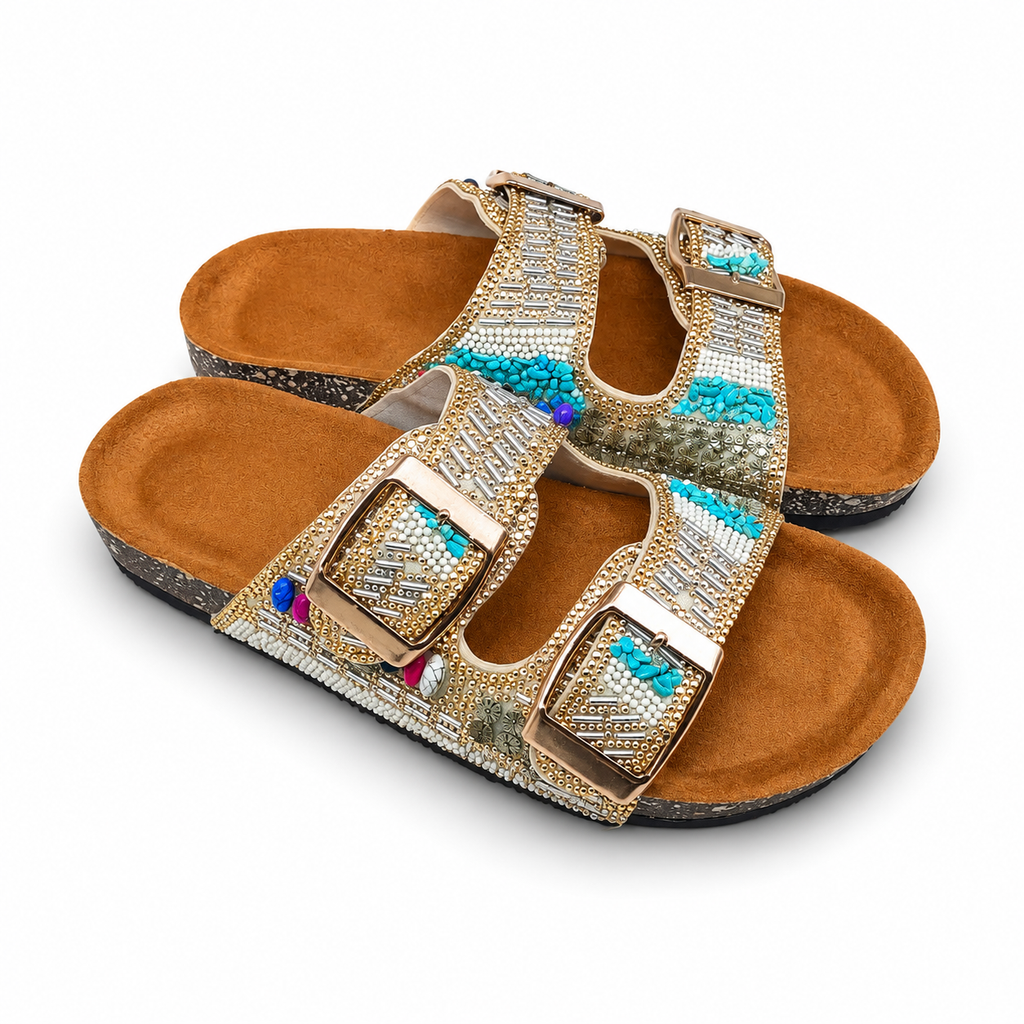 Turquoise slides-Gold