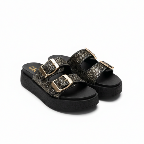 Black Shimmer-Sparkle Slippers
