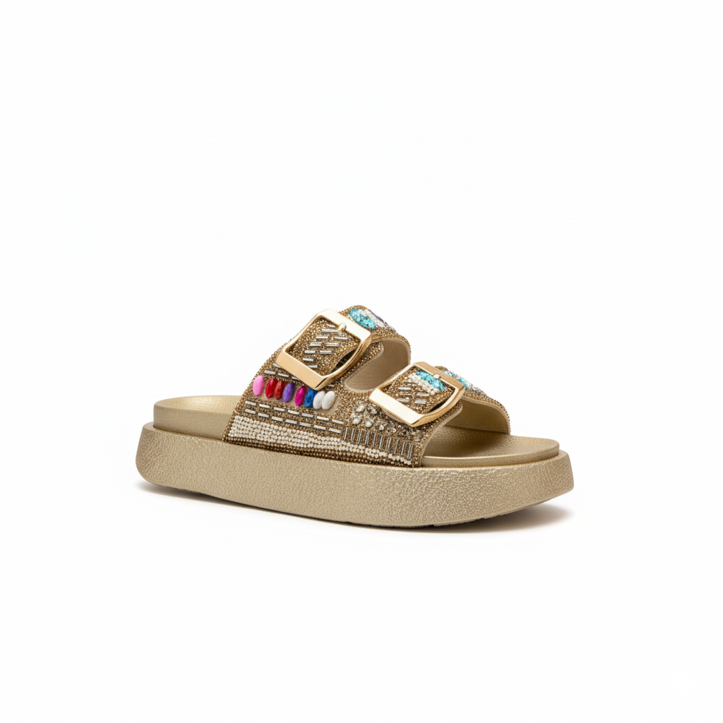 Gold Shimmer-Sparkle Slippers