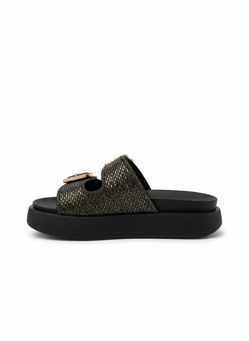 Black Shimmer-Sparkle Slippers