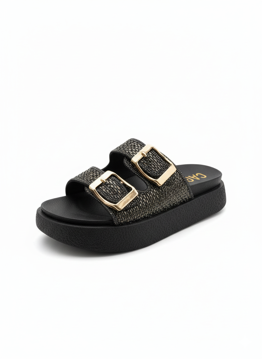 Black Shimmer-Sparkle Slippers